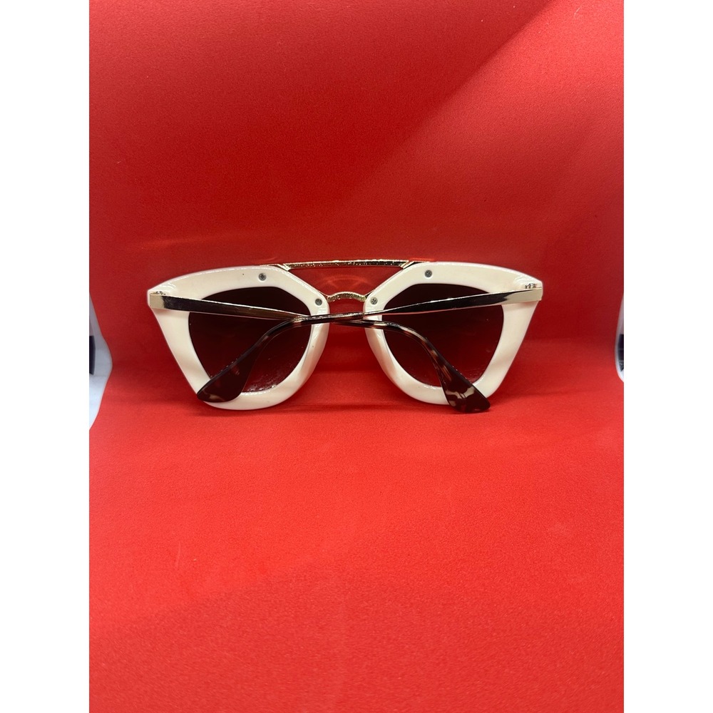 Chic Cream Cat Eye Sunglasses Gold Bridge Tortoise Temples - Picture 3 of 7